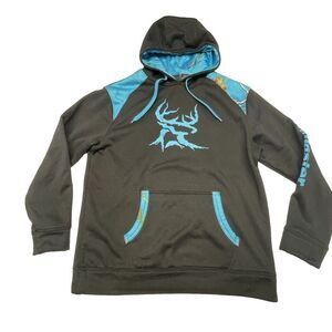 Realtree Xtra Colors Bushmaster Hoodie Sweatshirt Black Blue Camo Women's M